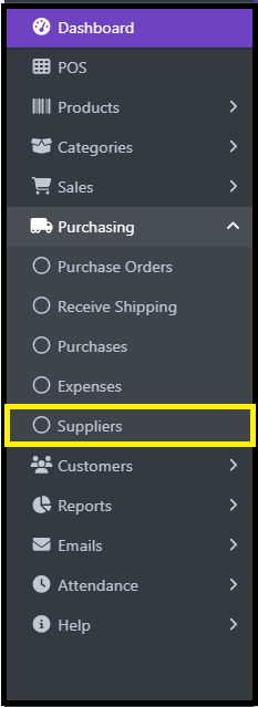 Navigate to Suppliers